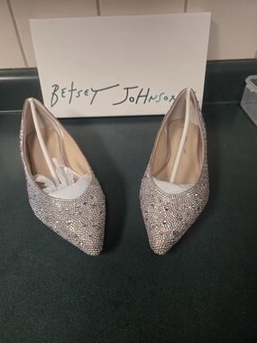 Betsey Johnson Iridescent Crystal Pointed Toe Heels